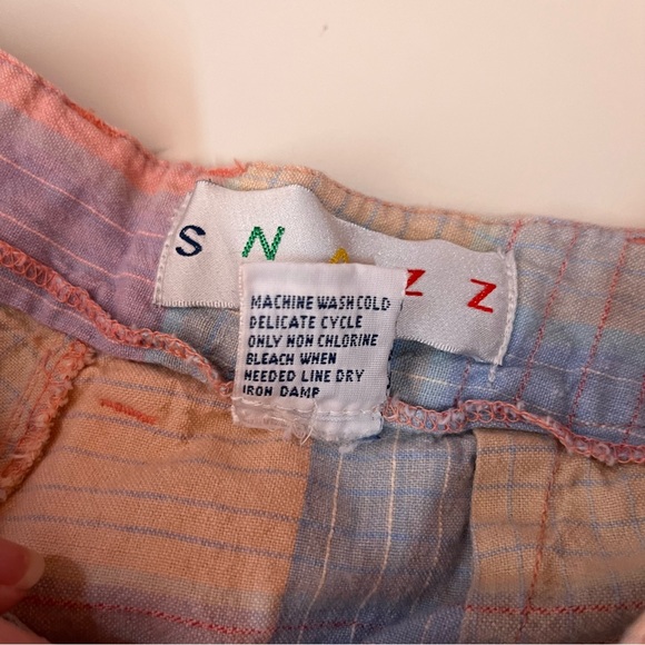 Vintage 80 90 Snazz peach blue preppy Plaid high Waist Bermuda Shorts - Picture 11 of 17